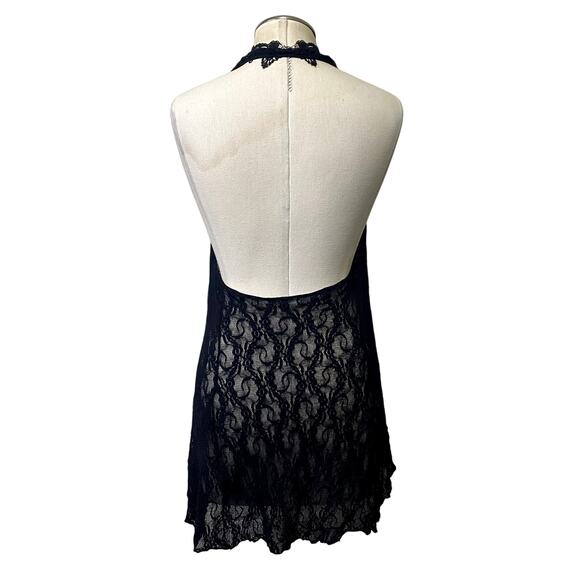 Lace Halter Asymmetrical Mini-Dress Dark Fairy Core Whimsygoth Gothic - Picture 10 of 10